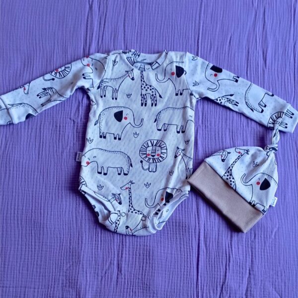 2dílný set pro miminko - Body a čepice - zvířátka